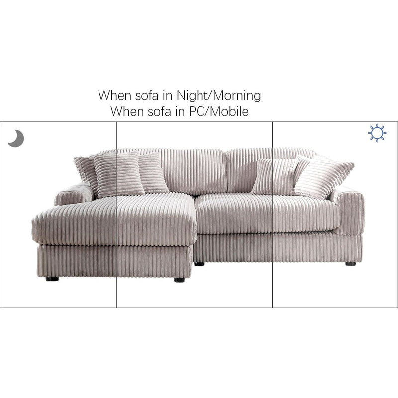Modern CorduroyCorner sofa Sleeper Sofa Couch With Comfy Deep Seat& 6 Pillows