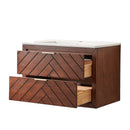 30" Pre-Assembled Wall Mounted & Floating Single Vanity Cabinet with 1-Hole Ceramic Top by HouseOfZazla