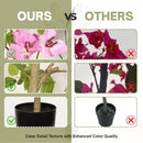 Artificial Bougainvillea Tree With Pot, Realistic Faux Flowering Plant Leaves And Blooms, Decor For Home Office - Green Leaves / Pink by HouseOfZazla