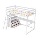 Modern Loft Bed With Built In Desk, Shelves, And 2 Drawers by HouseOfZazla