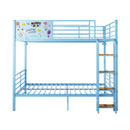 Bunk Bed, Convertible To 2 Separate Twin Size Beds & Full Length Guardrail & Ladder, No Box Spring Needed - Blue by HouseOfZazla