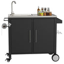 Outdoor Grill Cart With 304 Stainless Steel Sink And Cabinet - Black / Silver by HouseOfZazla