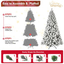 8ft Flocked Pre-Lit Christmas Tree with 500 UL Warm Lights