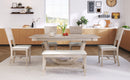 6-Piece Wood Half Round Dining Table Set Kitchen Table Set with Long Bench and 4 Dining Chairs, Modern Style, Natural