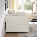 Daybed with Trundle Upholstered Tufted Sofa Bed, Twin Size, Boucle Fabric, Beige (83'x43'x29.5')