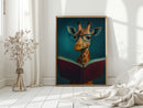 Giraffe with Glasses Reading a Book