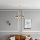 5 Lights Linear Arms With Chain Chandelier - Clear / Gold by HouseOfZazla