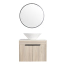 24" Modern Design Float Bathroom Vanity With Ceramic Basin Set, Wall Mounted White Oak Vanity With Soft Close Door, KD-PackingD-Packing Pieces
