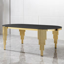 Oval Dining Table With Glass Top And Stainless Steel Base by HouseOfZazla