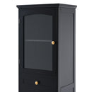 Tall Bathroom Storage Cabinet With Glass Doors, Free-Standing, Two Drawers, And Adjustable Shelves, Board, Painted Perfect For Displaying Your Favorite Items by HouseOfZazla