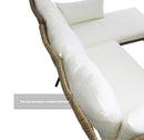 6PCS Outdoor Patio Balcony Natural Color Wicker Sofa Chair Set with Beige Cushion,Round Tempered Glass Table
