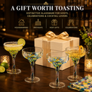 Mexican Design Hand Blown Margarita Glass – Set of 4 (Confetti Margarita)