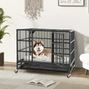 48 Inch Foldable Heavy-Duty Metal Dog Cage with Lockable Rolling Casters and Tray by LJGDeals