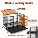 48 Inch Foldable Heavy-Duty Metal Dog Cage with Lockable Rolling Casters and Tray