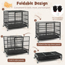 48 Inch Foldable Heavy-Duty Metal Dog Cage with Lockable Rolling Casters and Tray