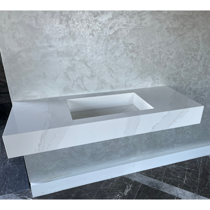 Calacatta Gold Engineered Quartz Kitchen Sink - Luxury Handcrafted Premium Design, photo 7 of 12