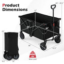 38 Inch 400 LBS Heavy-Duty Collapsible Wagon Cart with Adjustable Handle for Camping Garden-Black by LJGDeals