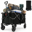 38 Inch 400 LBS Heavy-Duty Collapsible Wagon Cart with Adjustable Handle for Camping Garden-Black by LJGDeals