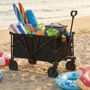 38 Inch 400 LBS Heavy-Duty Collapsible Wagon Cart with Adjustable Handle for Camping Garden-Black by LJGDeals