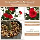 38 Inch Artificial Camellia Tree Faux Flower Plant in Cement Pot by LJGDeals
