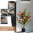 38 Inch Artificial Camellia Tree Faux Flower Plant in Cement Pot by LJGDeals