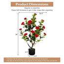 38 Inch Artificial Camellia Tree Faux Flower Plant in Cement Pot 2 Pack by LJGDeals