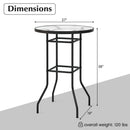 38 Inch Patio Bar Table with Tempered Glass Tabletop by LJGDeals