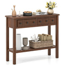 38 Inch Rustic Console Table with 2 Drawers and Bottom Open Shelf-Espresso by LJGDeals