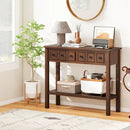 38 Inch Rustic Console Table with 2 Drawers and Bottom Open Shelf-Espresso by LJGDeals