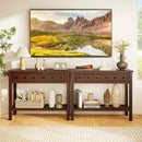 38 Inch Rustic Console Table with 2 Drawers and Bottom Open Shelf-Espresso by LJGDeals