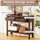 38 Inch Rustic Console Table with 2 Drawers and Bottom Open Shelf-Espresso by LJGDeals