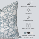 Chloe Floral Block Printed Pillow Cover | Blue by Apartment No.3