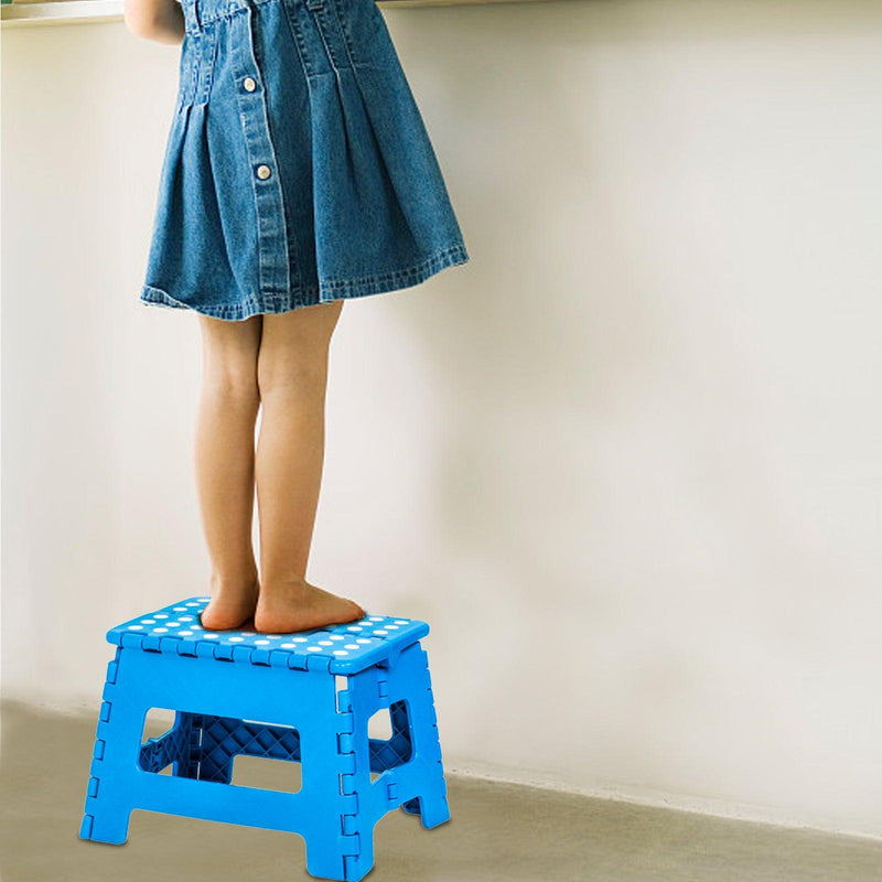 2 Packs Non-Slip Foldable Step Stool with Handle, Blue