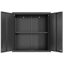 Metal Wall Mounted Tool Storage Cabinet With 2 Locking Doors, Adjustable Shelf, And Drawer