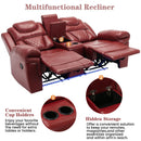 3 Pieces Recliner Sofa Sets Home Theater Seating Manual Recliner Chair With Center Console And LED Light Strip For Living Room by Unique Piece Furniture