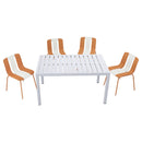 4 Piece Set Of Modern Striped Color- Blocking Single Chairs With Long Table by HouseOfZazla