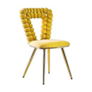 Modern Chair With Iron Tube Legs, Soft Cushions And Comfortable Backrest, Suitable For Dining Room, Living Room, Cafe, Hairball Back by Unique Piece Furniture
