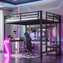 Queen Loft Bed with L-shaped Desk and USB Ports