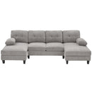 U-Shaped Sectional Sofa 103.5" Fabric Couch With Dual Chaise Lounges, Storage Pockets, Armrest Pillows by Unique Piece Furniture