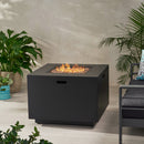 Outdoor Patio Propane Fire Pit 24" H x 31" W Square Iron Gas-burning Fire Pit