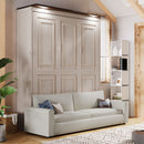 Queen Size Murphy Bed With Sofa And LED - Beige by HouseOfZazla