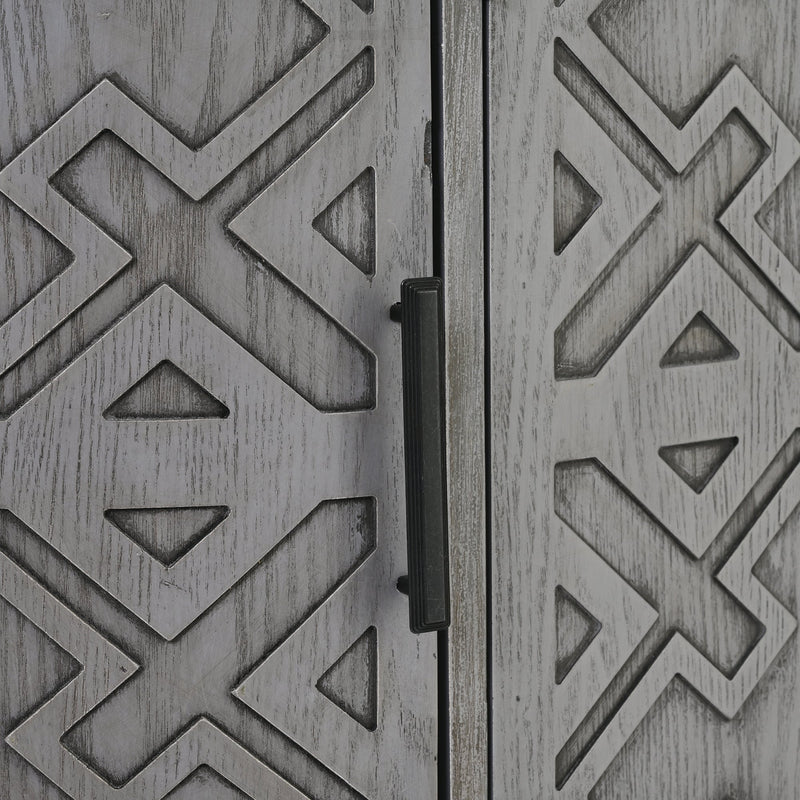 Accent Storage Cabinet Sideboard Wooden Cabinet with Antique Pattern Doors for Hallway, Entryway, Living Room, Bedroom