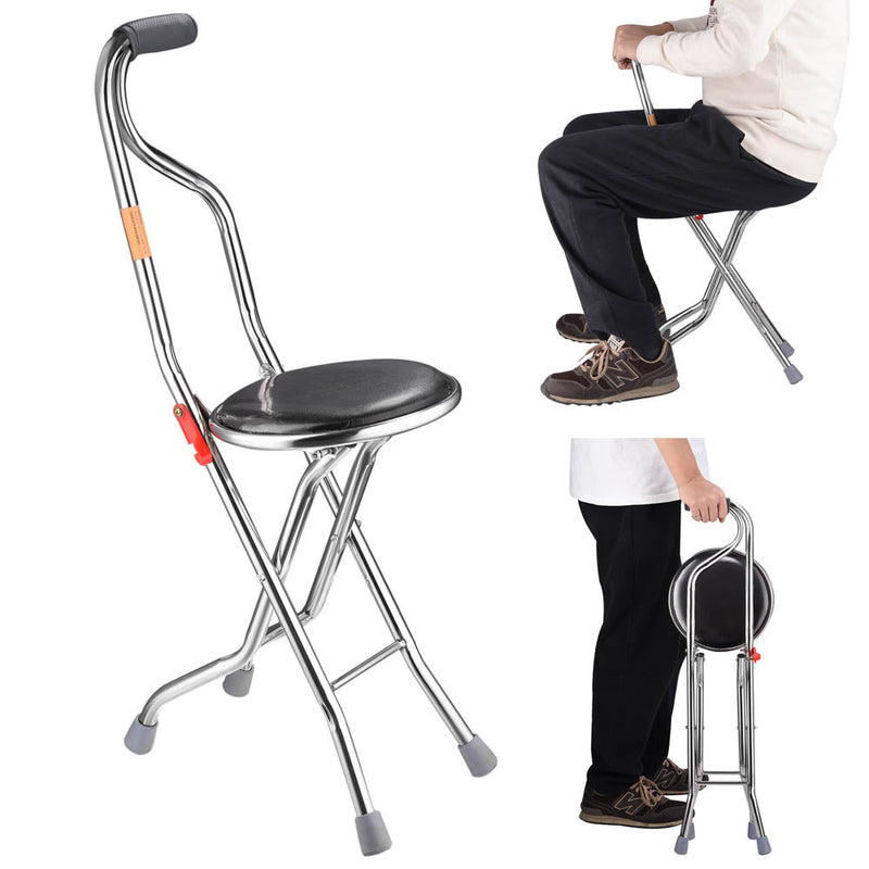 Yescom Medical Folding Walking Cane w/ Seat Lightweight Stool