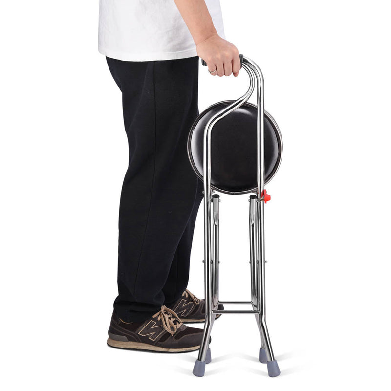 Yescom Medical Folding Walking Cane w/ Seat Lightweight Stool