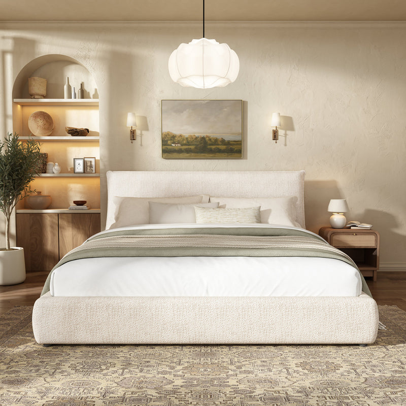 Upholstered Platform Bed Frame with Oversized Plush Pillow Headboard, photo 5 of 10