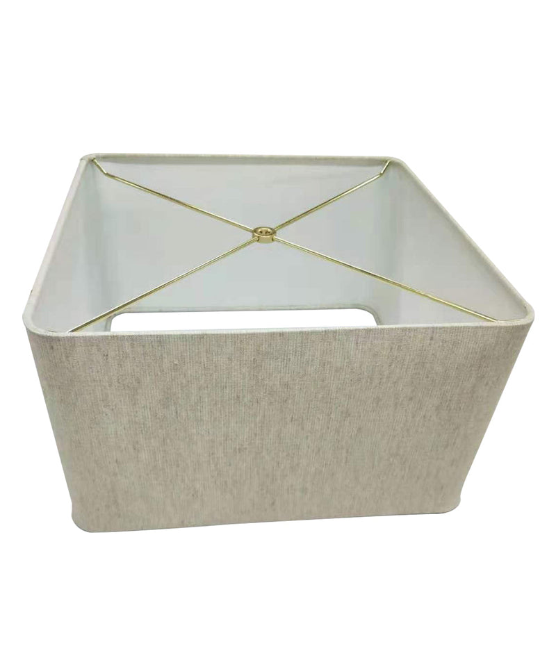 16x16x10 Rounded Corner Premiere Hardback Shallow Square Drum Lampshade Textured Oatmeal