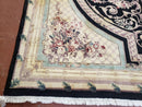 8x10 Aubusson Rug, Fine Hand Knotted Wool Carpet, French European Design, Black & Ivory