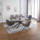 Hester - Ceramic Top Dining Table - Gray & Black