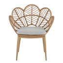 Kirk - Outdoor Patio 7 Pieces Chat Set With Wicker Chairs Cushions & Table - Beige / Light Brown / Teak