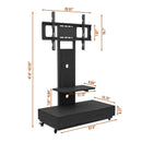 Mobile TV Cart With Push Pull Drawer, Lockable Wheels